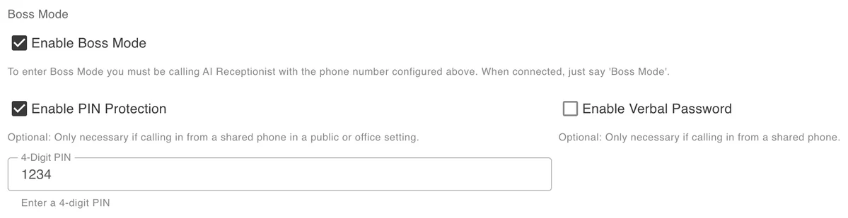 Boss Mode features including call review and call masking