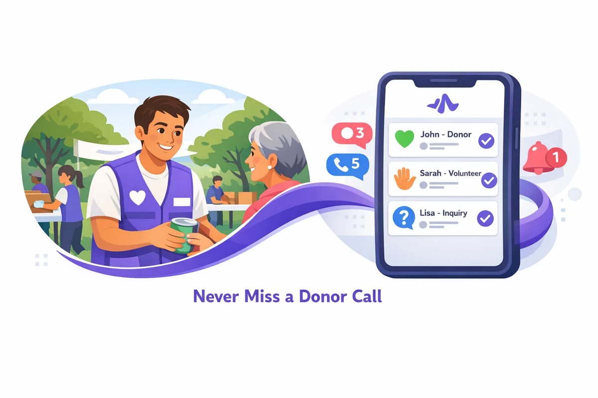 Nonprofit coordinator staying focused on mission work while AI receptionist manages donor and volunteer calls
