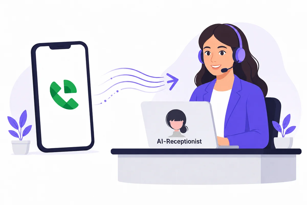 Forwarding a Google Voice number to an AI Receptionist that answers every call