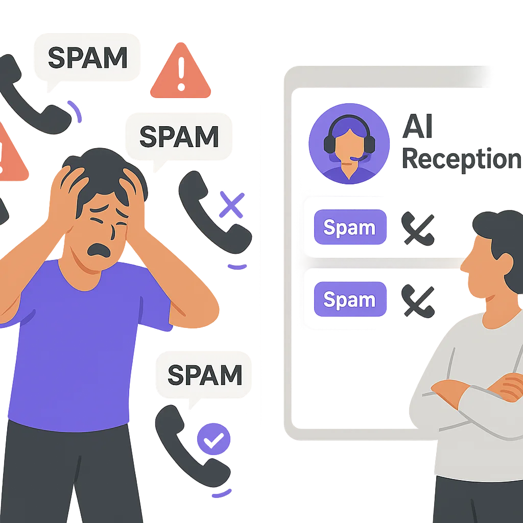 Robocall spam filtering with AI receptionist technology