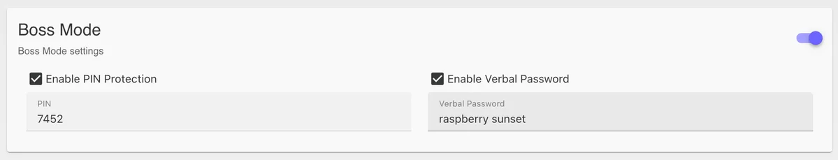 Boss Mode password authentication via phone keypad