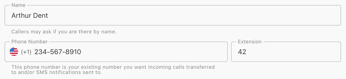Extension Dialing configuration in contact settings
