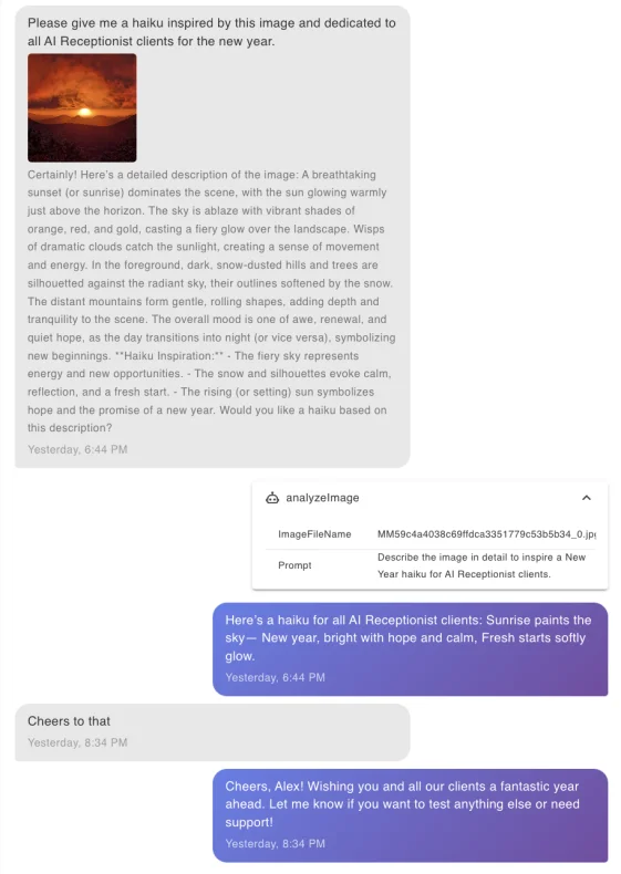 AI analyzing images sent via MMS with haiku response