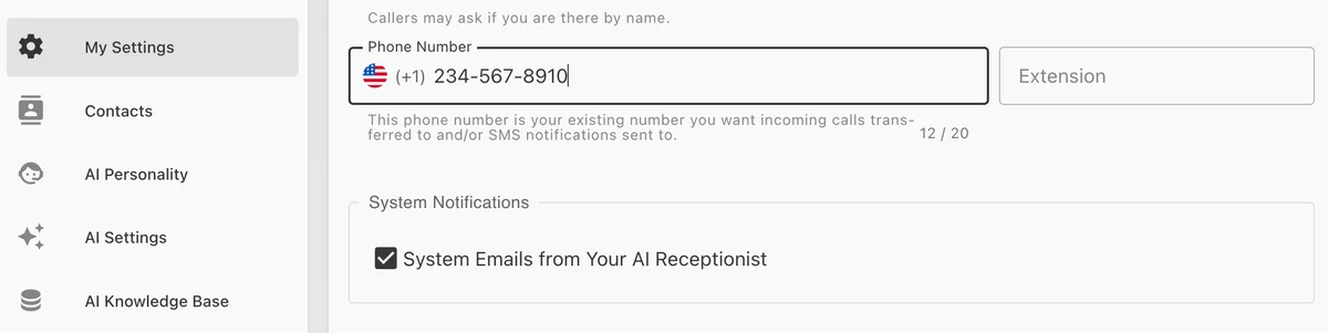 System Emails feature showing email notification interface